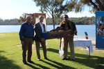 Presentation of the message stick to Mayor Ron Norris with Premier Colin Barnett and Neville Collard